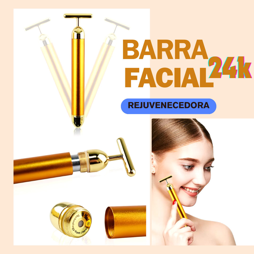 Masajeador Facial con vibración de oro 24K